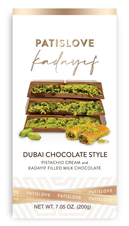 Patis Love Dubai-Style Chocolate – 200g | Pistachio & Knafeh Filled Gourmet Treat