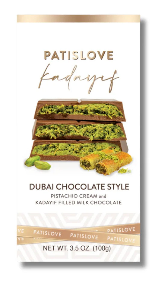 Patis Love Dubai-Style Chocolate – 100g | Pistachio & Knafeh Filled Gourmet Treat