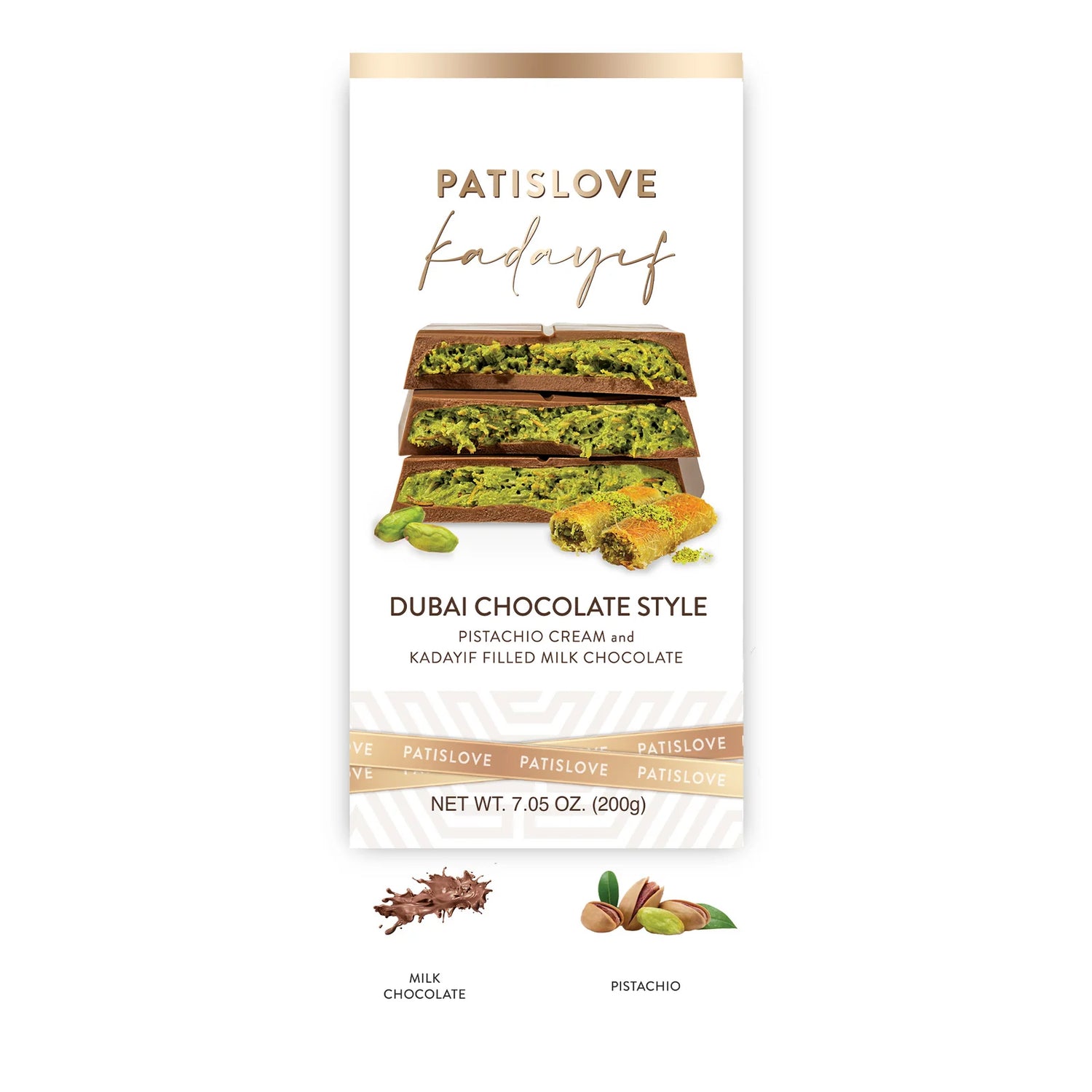 Patis Love Dubai-Style Chocolate – 200g | Pistachio & Knafeh Filled Gourmet Treat